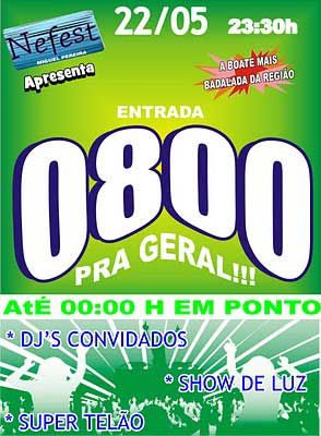 NOITE DO 0800 NA NEFEST - ENTRADA GRATIS