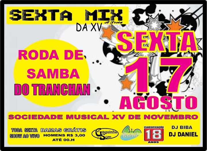 SEXTA MIX COM RODA DE SAMBA DO GRUPO TRA