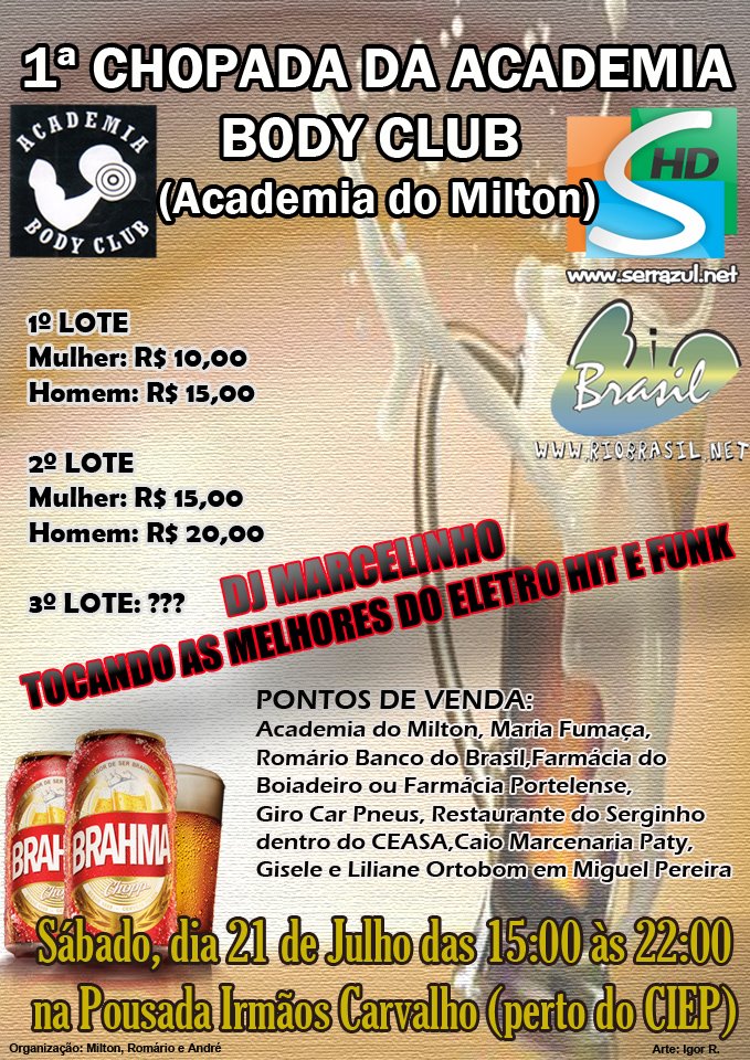 PRIMEIRA CHOPADA DA ACADEMIA  BODY CLUB