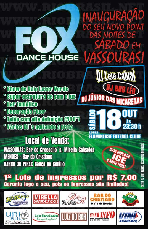 INAUGURA��O DA BOATE FOX DANCE HOUSE EM 
