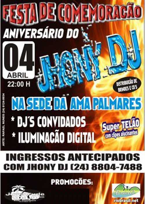 ANIVERS�RIO DO DJ JHONY EM PATY DO ALFER